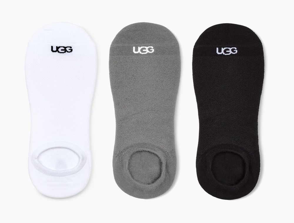 Ugg Sock Mens - Ugg Oliver No Show 3 Pack White / Grey / Black - 529IDYFRQ